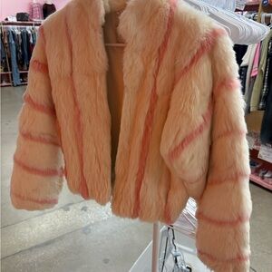 Wilsons Leather Cream and Pink Teddy Jacket